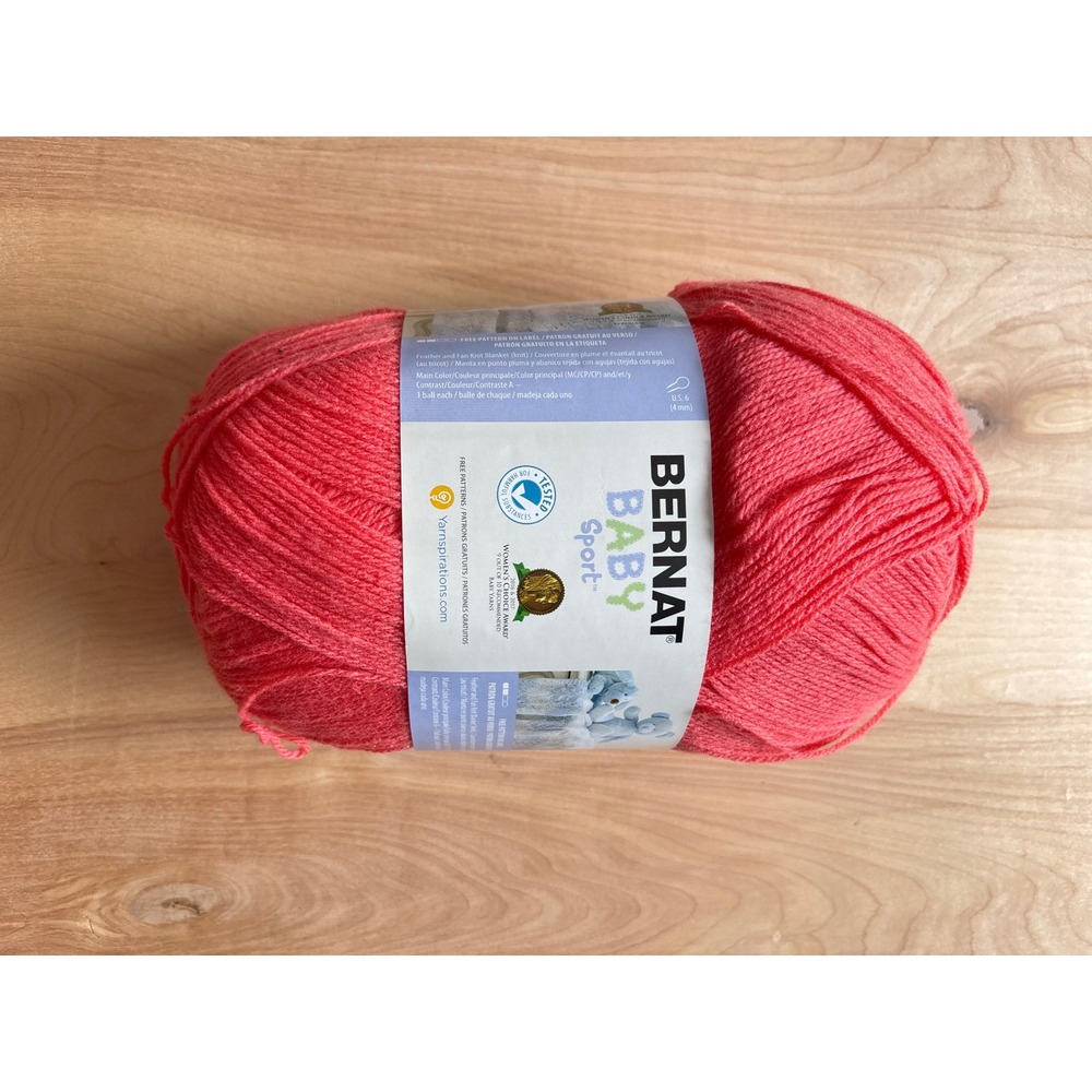 Bernat Baby Sport Yarn 10.5oz Coral Crocus Light 3 Acrylic 1077yds 166043 NEW